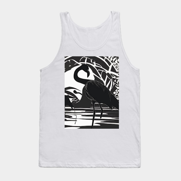 Flamingo Shadow Silhouette Anime Style Collection No. 138 Tank Top by cornelliusy